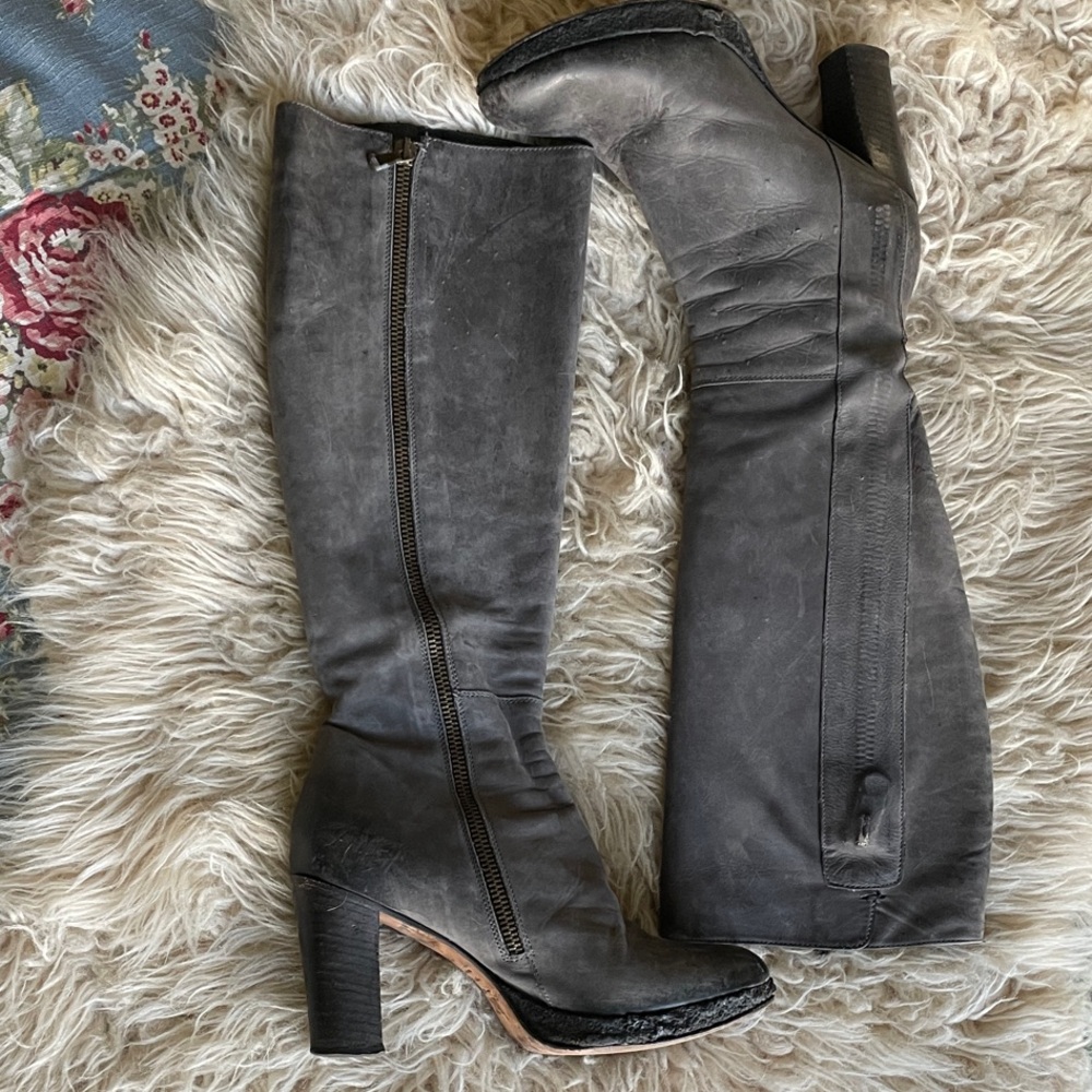 Funky Gray Knee-High Boots by INK made in Italy